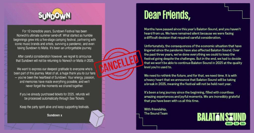 Which 2025 Festivals Have Been cancelled