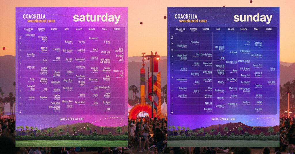 Coachella set times Weekend one
