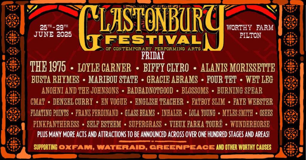 Glastonbury Friday night line up