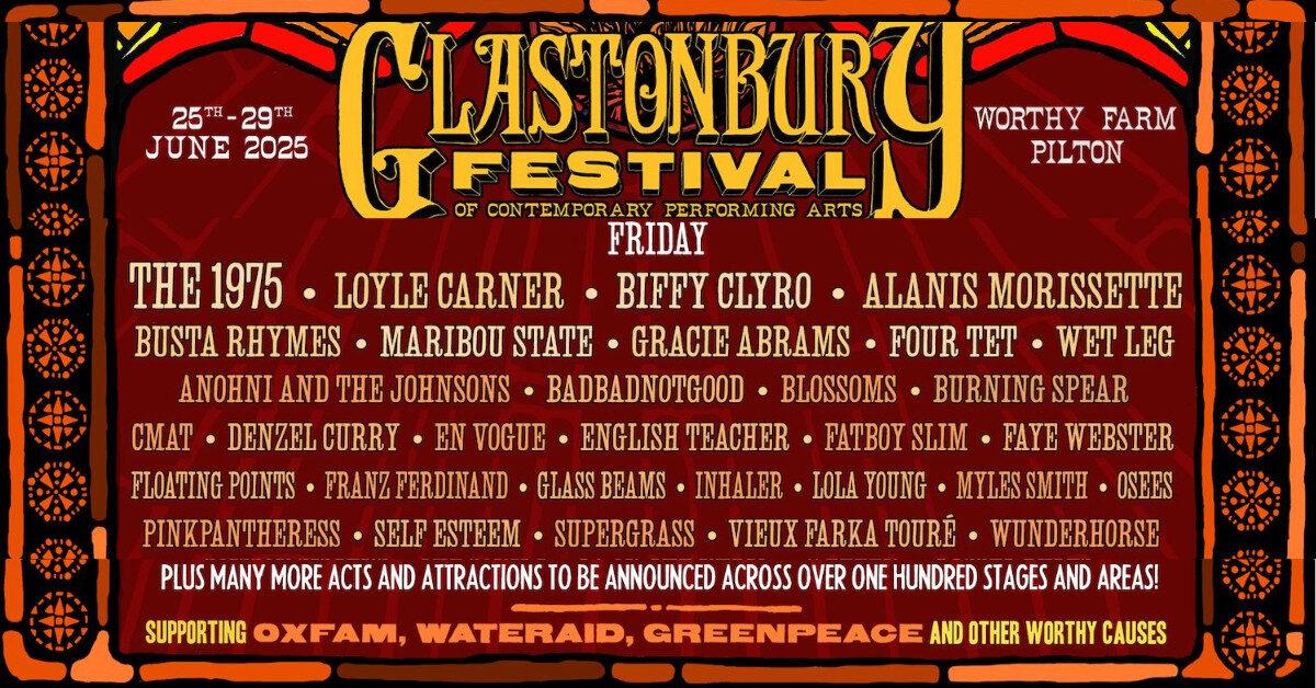 Glastonbury Friday night line up